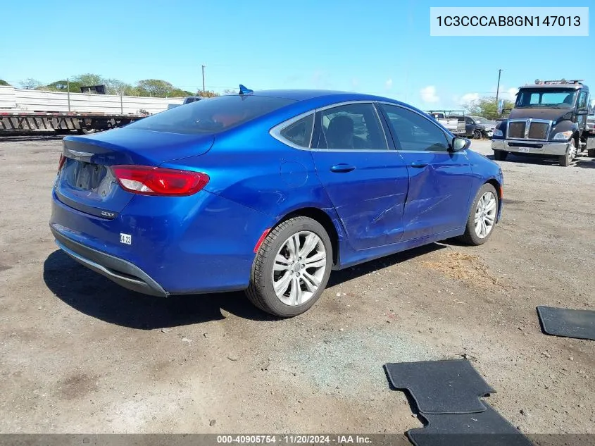 2016 Chrysler 200 Limited VIN: 1C3CCCAB8GN147013 Lot: 40905754