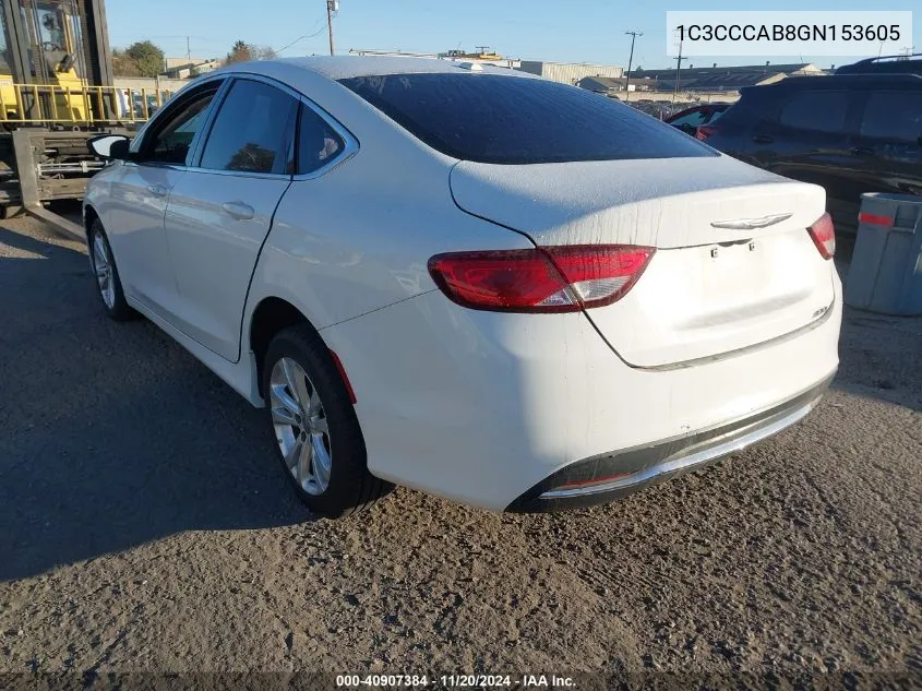 2016 Chrysler 200 Limited VIN: 1C3CCCAB8GN153605 Lot: 40907384