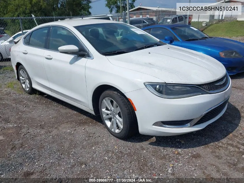 2017 Chrysler 200 Limited Platinum VIN: 1C3CCCAB5HN510241 Lot: 39986777