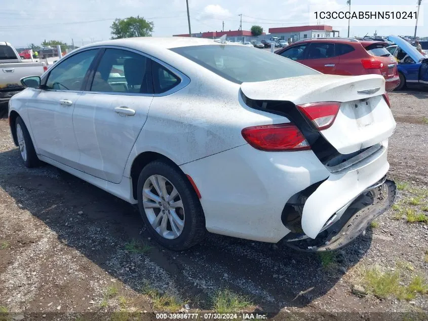 2017 Chrysler 200 Limited Platinum VIN: 1C3CCCAB5HN510241 Lot: 39986777