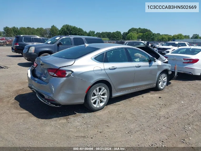 1C3CCCAB3HN502669 2017 Chrysler 200 Limited