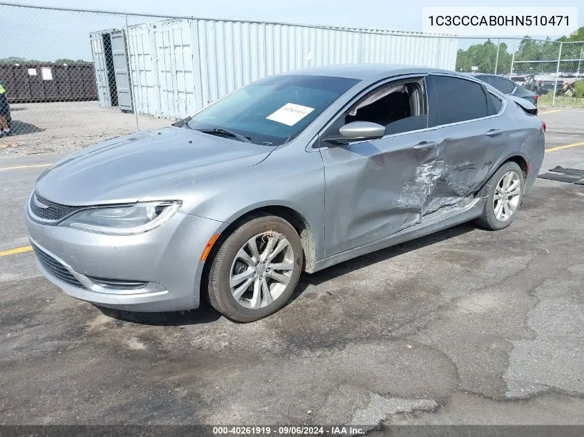 2017 Chrysler 200 Limited Platinum VIN: 1C3CCCAB0HN510471 Lot: 40261919