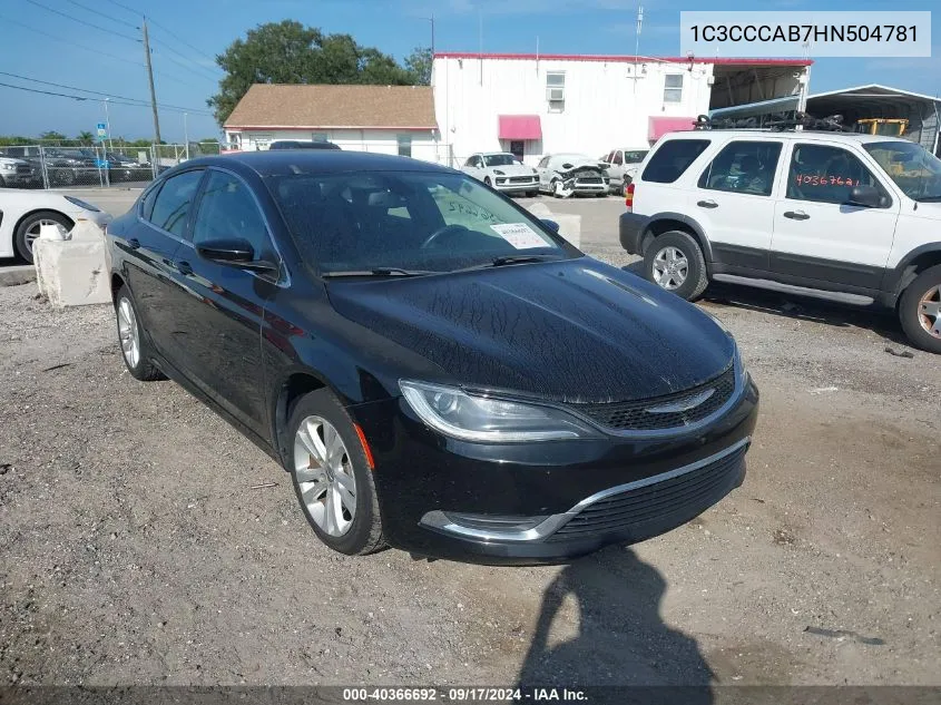 2017 Chrysler 200 Limited Platinum VIN: 1C3CCCAB7HN504781 Lot: 40366692