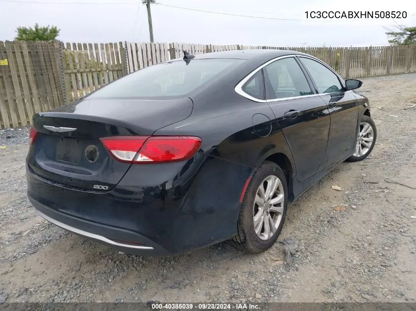 2017 Chrysler 200 Limited VIN: 1C3CCCABXHN508520 Lot: 40385039