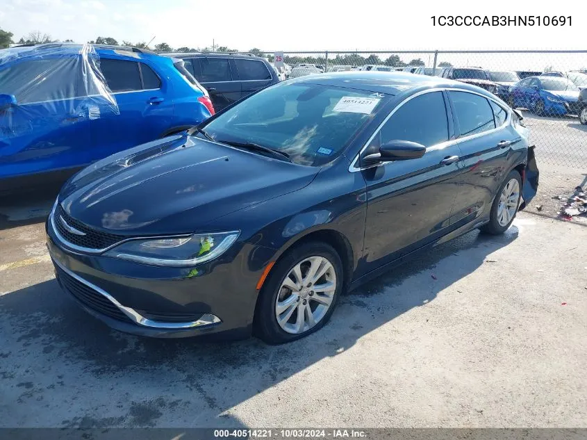 2017 Chrysler 200 Limited Platinum VIN: 1C3CCCAB3HN510691 Lot: 40514221