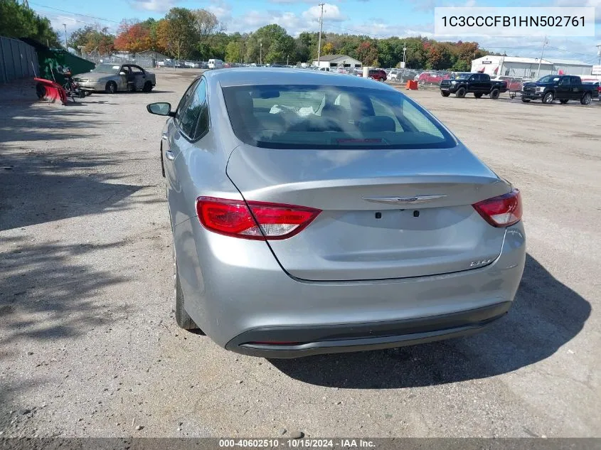 2017 Chrysler 200 Touring VIN: 1C3CCCFB1HN502761 Lot: 40602510