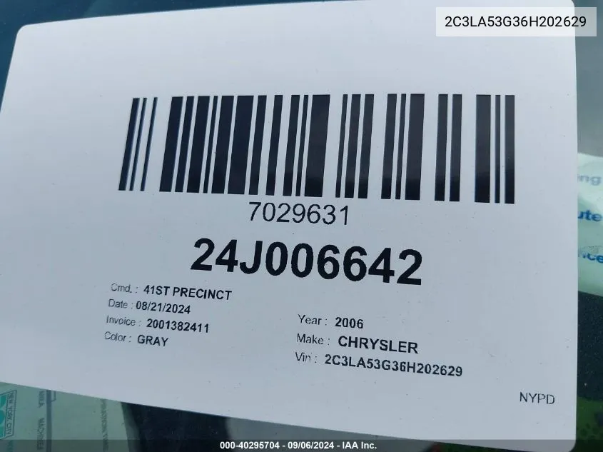 2C3LA53G36H202629 2006 Chrysler 300 Touring