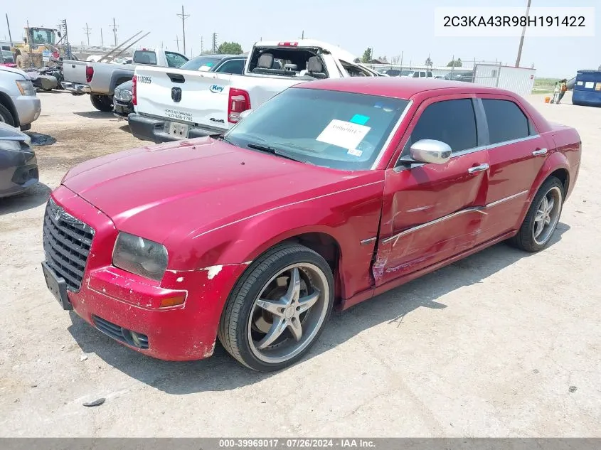 2008 Chrysler 300 Lx VIN: 2C3KA43R98H191422 Lot: 39969017