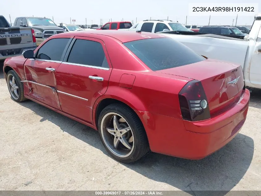 2008 Chrysler 300 Lx VIN: 2C3KA43R98H191422 Lot: 39969017