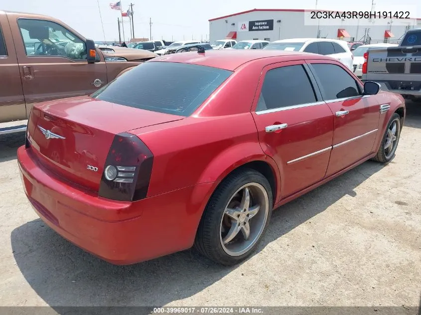 2008 Chrysler 300 Lx VIN: 2C3KA43R98H191422 Lot: 39969017