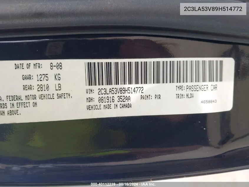 2C3LA53V89H514772 2009 Chrysler 300 Touring