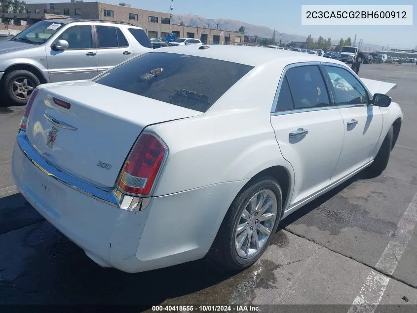 2011 Chrysler 300 Limited VIN: 2C3CA5CG2BH600912 Lot: 40418655