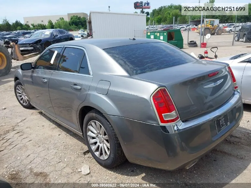 2012 Chrysler 300 VIN: 2C3CCAAG3CH251699 Lot: 39580622