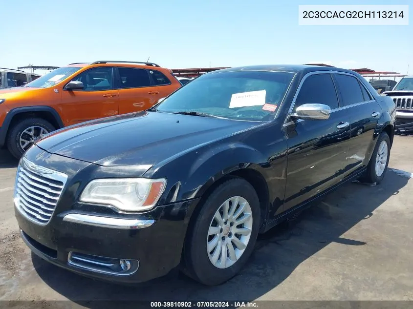 2012 Chrysler 300 Limited VIN: 2C3CCACG2CH113214 Lot: 39810902