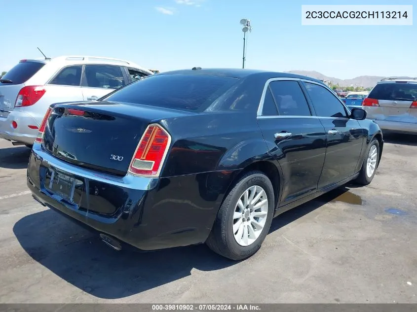 2012 Chrysler 300 Limited VIN: 2C3CCACG2CH113214 Lot: 39810902