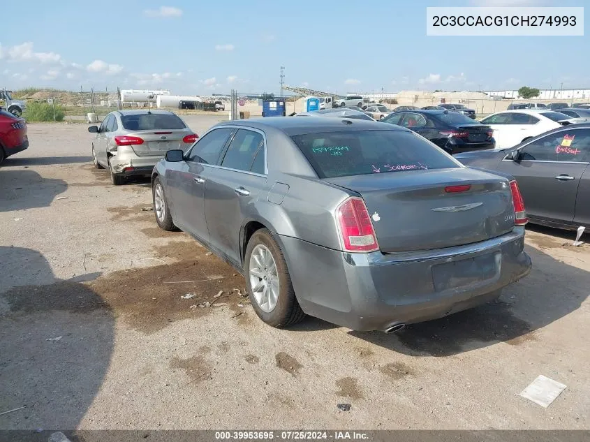 2012 Chrysler 300 Limited VIN: 2C3CCACG1CH274993 Lot: 39953695