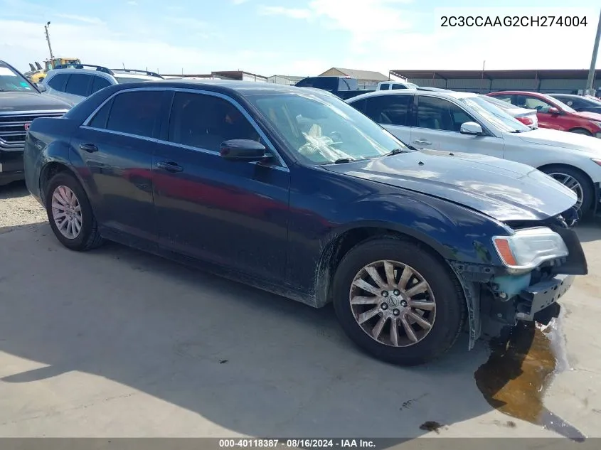 2012 Chrysler 300 VIN: 2C3CCAAG2CH274004 Lot: 40118387