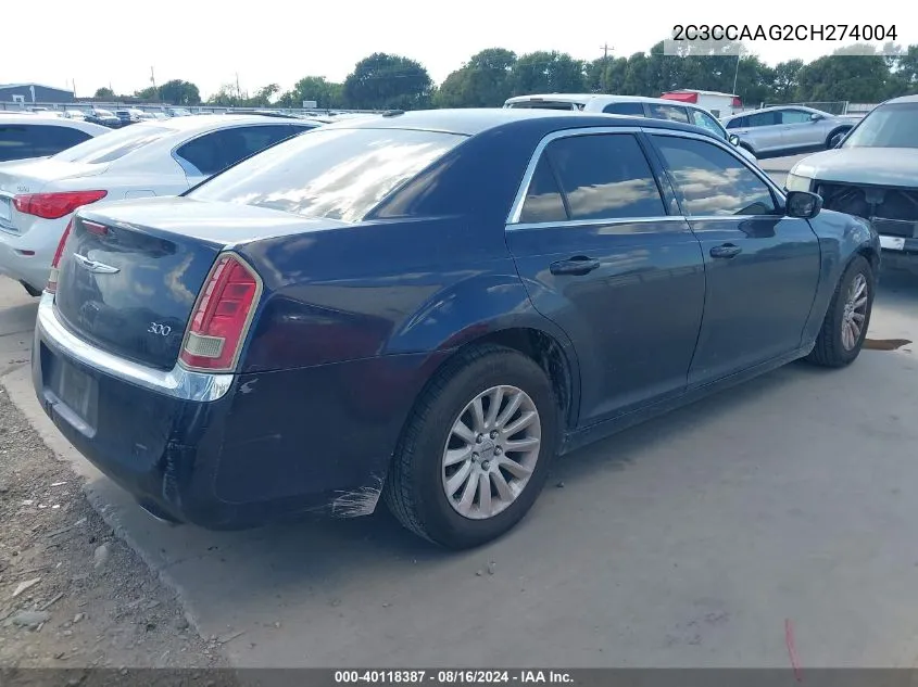 2012 Chrysler 300 VIN: 2C3CCAAG2CH274004 Lot: 40118387