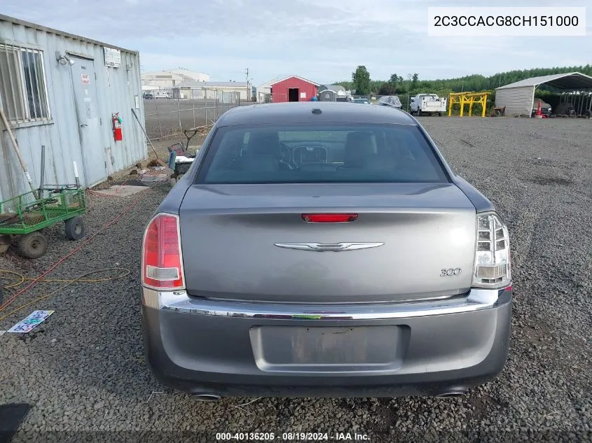 2012 Chrysler 300 Limited VIN: 2C3CCACG8CH151000 Lot: 40136205