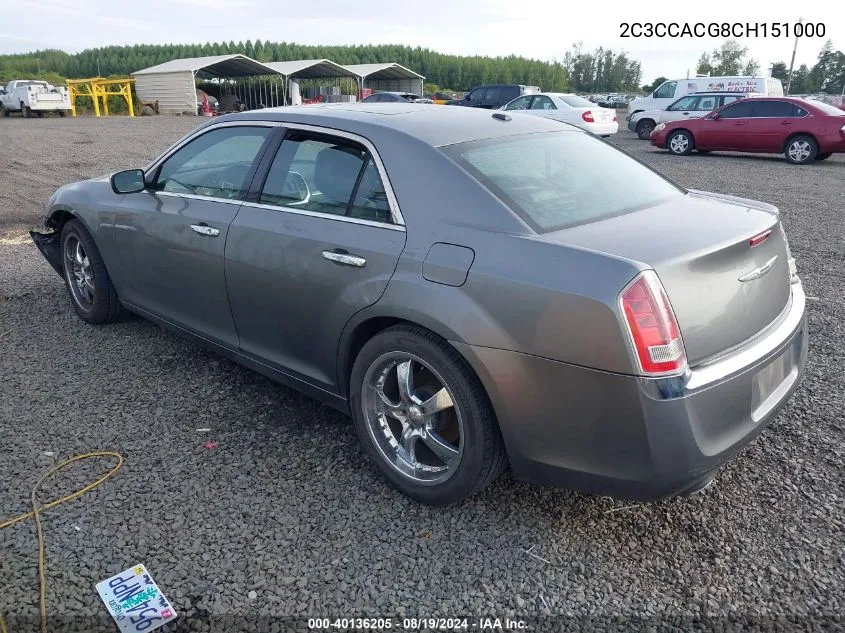 2012 Chrysler 300 Limited VIN: 2C3CCACG8CH151000 Lot: 40136205