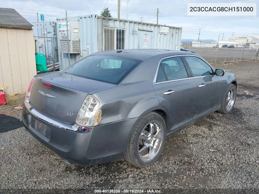 2012 Chrysler 300 Limited VIN: 2C3CCACG8CH151000 Lot: 40136205