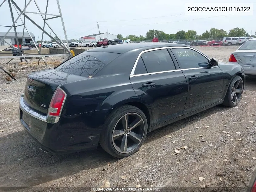 2012 Chrysler 300 VIN: 2C3CCAAG5CH116322 Lot: 40246724