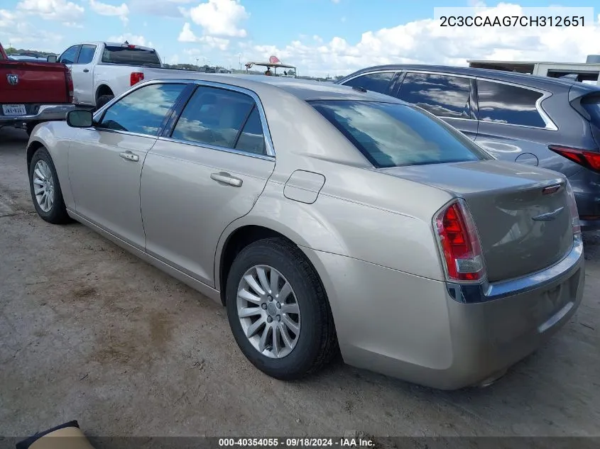 2012 Chrysler 300 VIN: 2C3CCAAG7CH312651 Lot: 40354055