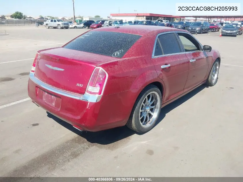 2012 Chrysler 300 Limited VIN: 2C3CCACG8CH205993 Lot: 40366806