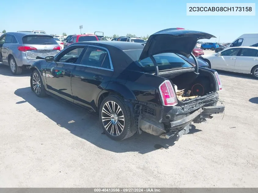 2012 Chrysler 300 S V6 VIN: 2C3CCABG8CH173158 Lot: 40413556