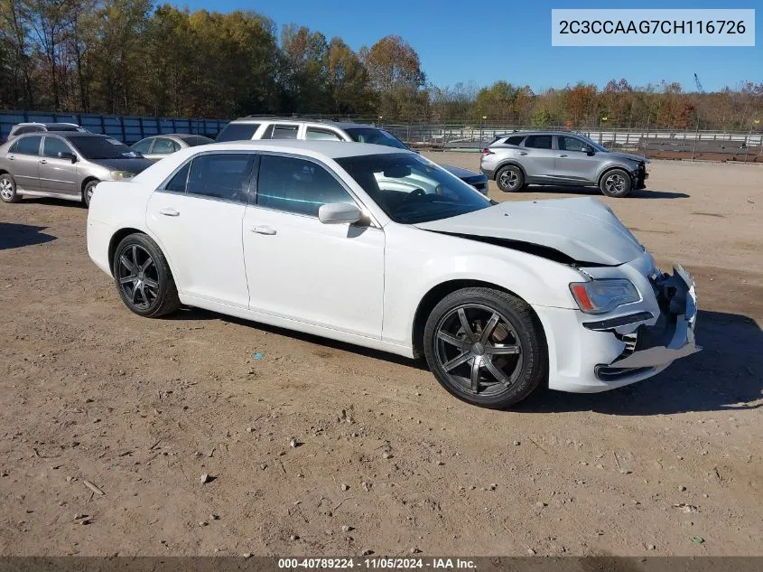 2012 Chrysler 300 VIN: 2C3CCAAG7CH116726 Lot: 40789224