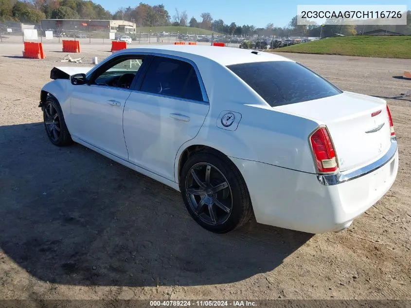 2012 Chrysler 300 VIN: 2C3CCAAG7CH116726 Lot: 40789224