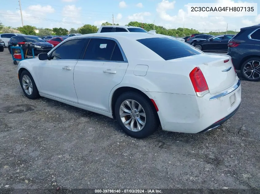 2015 Chrysler 300 Limited VIN: 2C3CCAAG4FH807135 Lot: 39798140