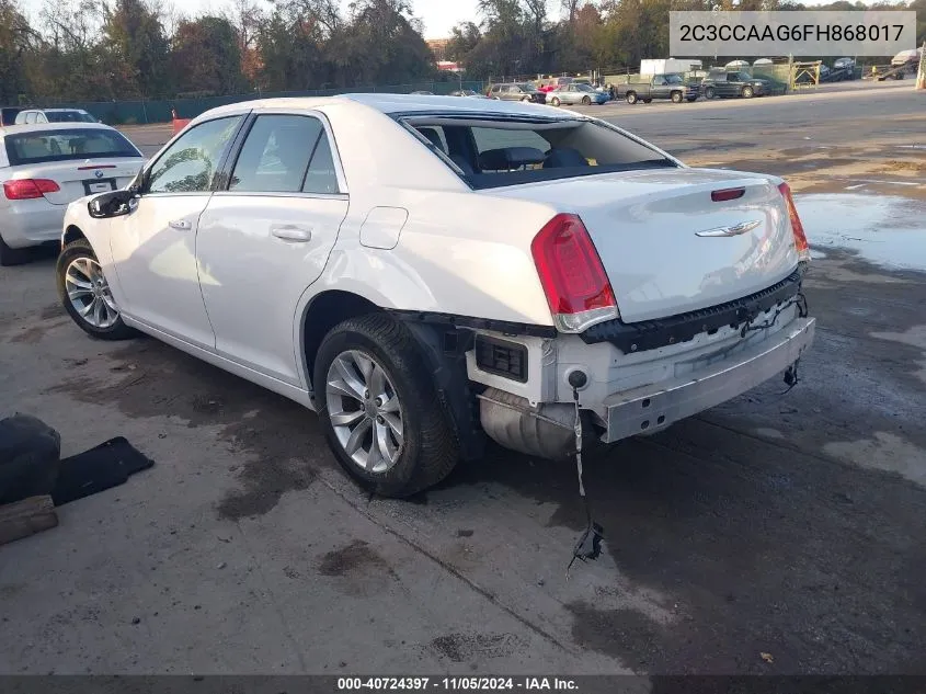 2015 Chrysler 300 Limited VIN: 2C3CCAAG6FH868017 Lot: 40724397