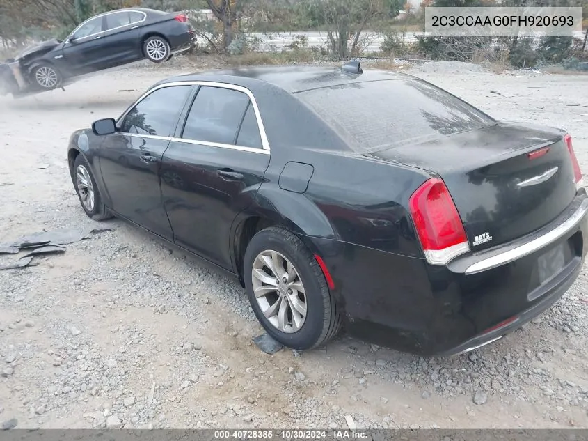 2015 Chrysler 300 Limited VIN: 2C3CCAAG0FH920693 Lot: 40728385