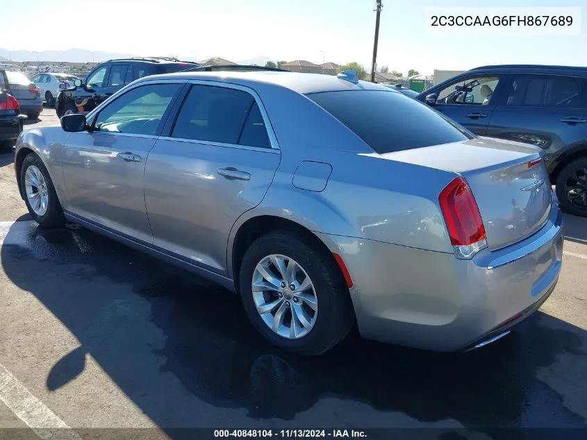 2015 Chrysler 300 Limited VIN: 2C3CCAAG6FH867689 Lot: 40848104