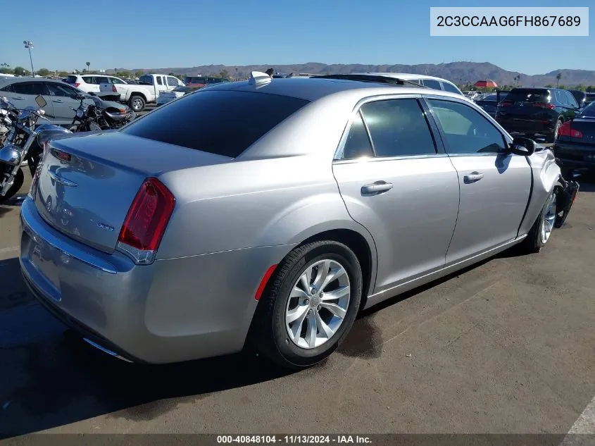 2015 Chrysler 300 Limited VIN: 2C3CCAAG6FH867689 Lot: 40848104