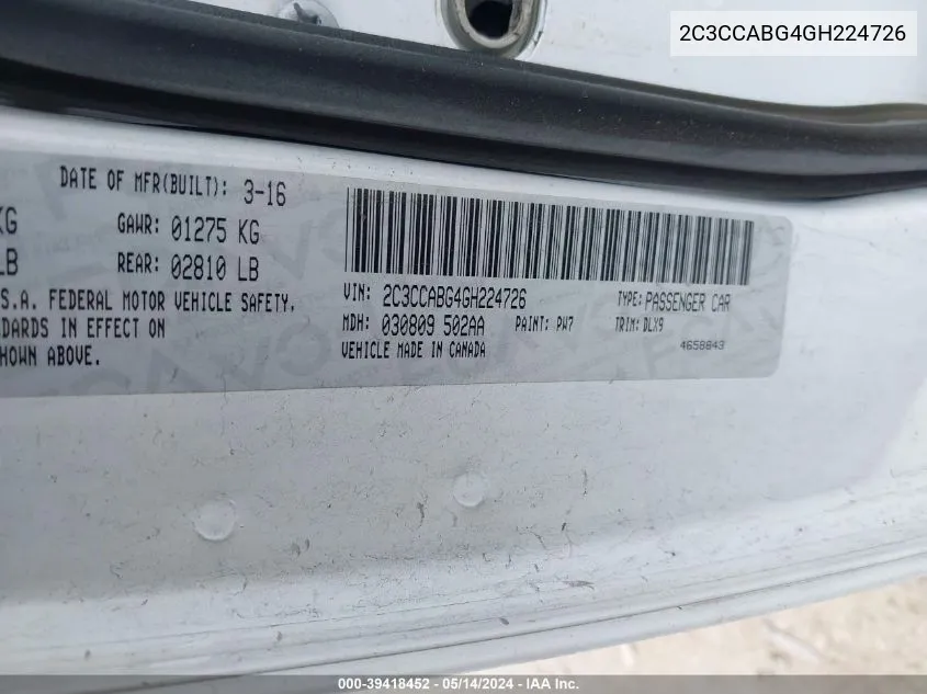 2C3CCABG4GH224726 2016 Chrysler 300 300S