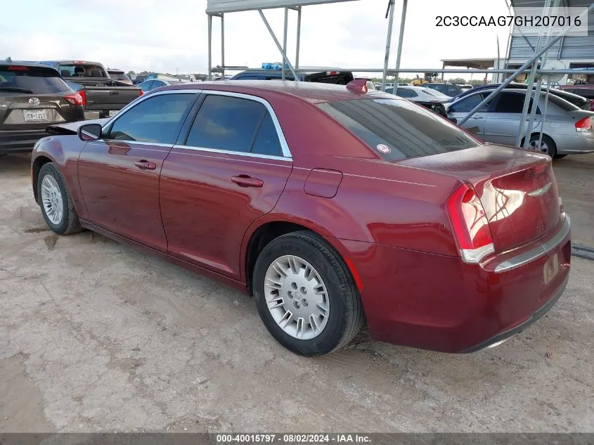 2016 Chrysler 300 Limited VIN: 2C3CCAAG7GH207016 Lot: 40015797