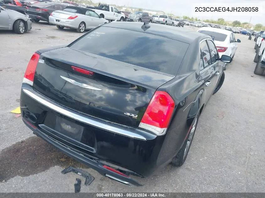 2C3CCAEG4JH208058 2018 Chrysler 300 Limited