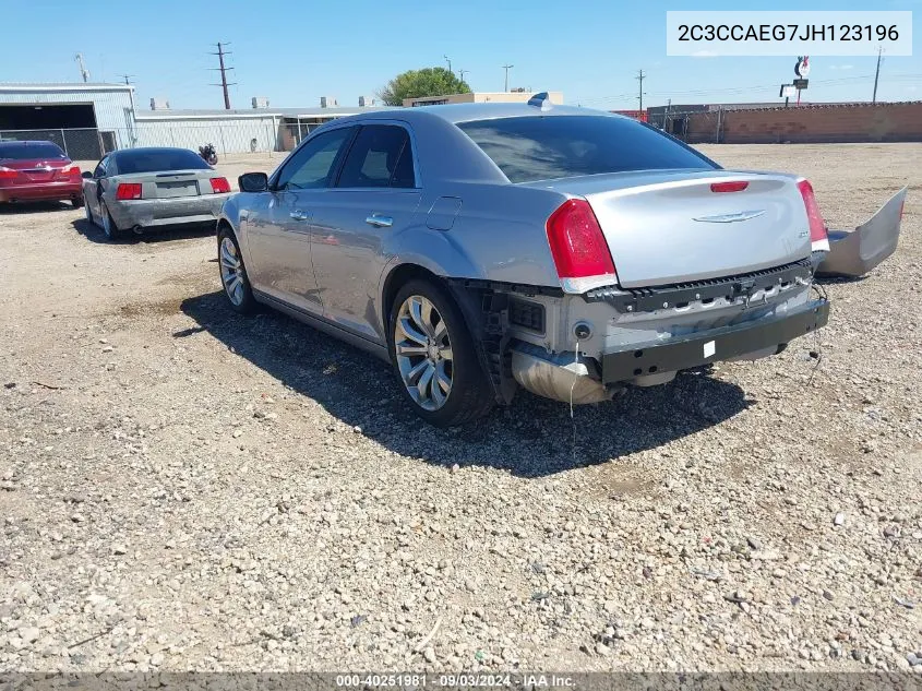 2018 Chrysler 300 Limited VIN: 2C3CCAEG7JH123196 Lot: 40251981