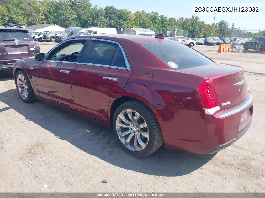 2018 Chrysler 300 Limited VIN: 2C3CCAEGXJH123032 Lot: 40307799