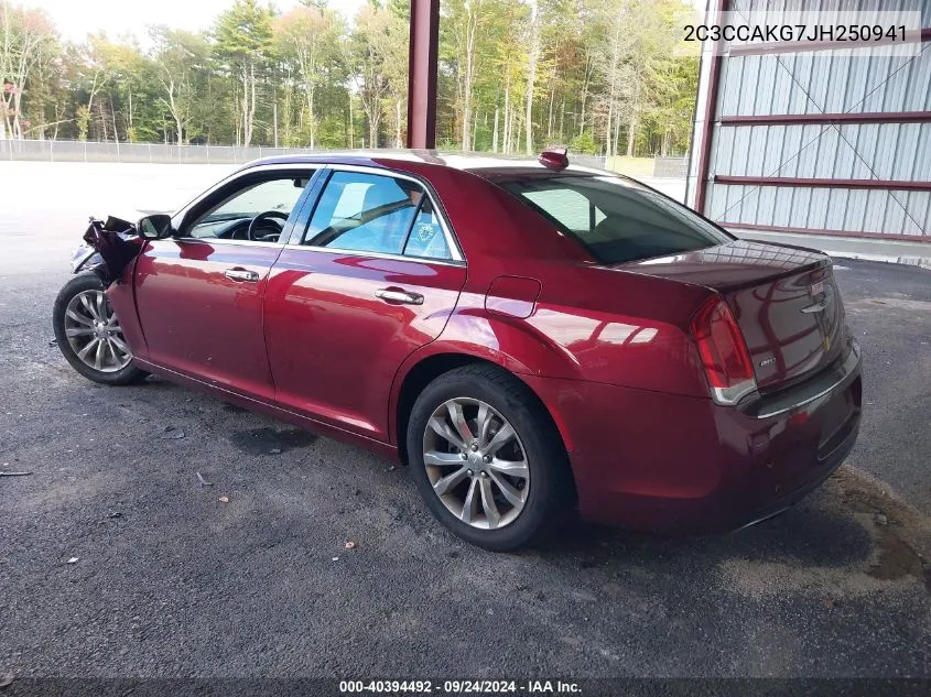 2018 Chrysler 300 Limited Awd VIN: 2C3CCAKG7JH250941 Lot: 40394492