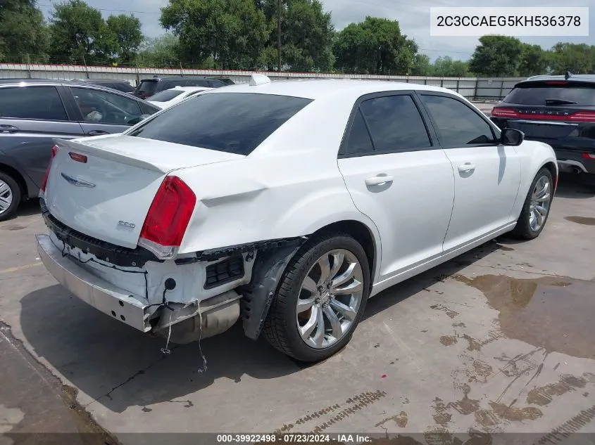 2019 Chrysler 300 Limited VIN: 2C3CCAEG5KH536378 Lot: 39922498