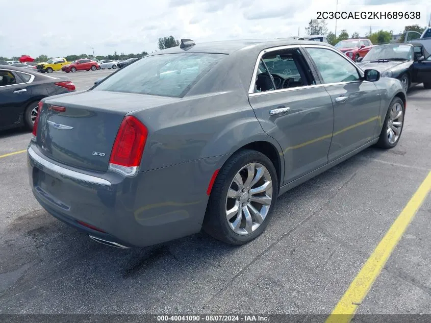 2019 Chrysler 300 Limited VIN: 2C3CCAEG2KH689638 Lot: 40041090