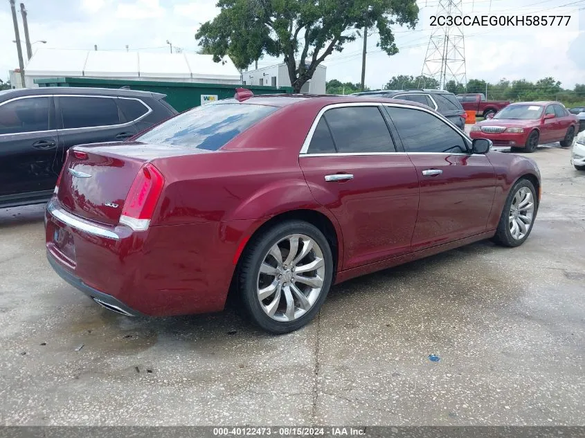 2019 Chrysler 300 Limited VIN: 2C3CCAEG0KH585777 Lot: 40122473