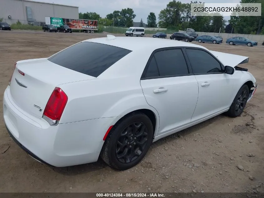 2019 Chrysler 300 300S Awd VIN: 2C3CCAGG2KH648892 Lot: 40124384