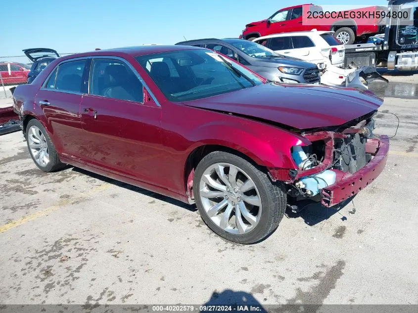 2C3CCAEG3KH594800 2019 Chrysler 300 Limited