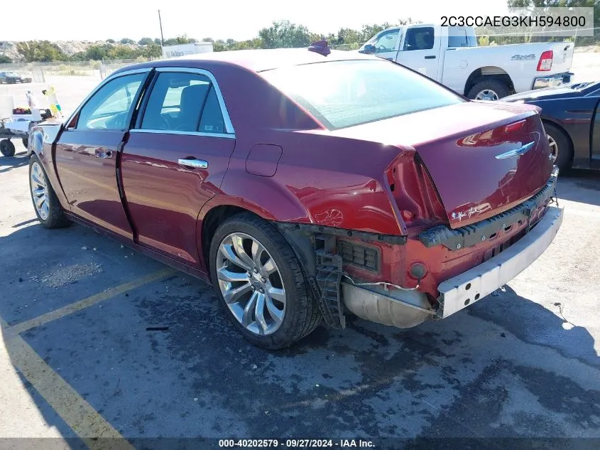 2C3CCAEG3KH594800 2019 Chrysler 300 Limited