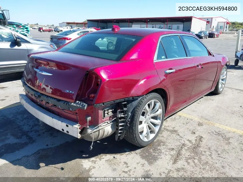 2C3CCAEG3KH594800 2019 Chrysler 300 Limited