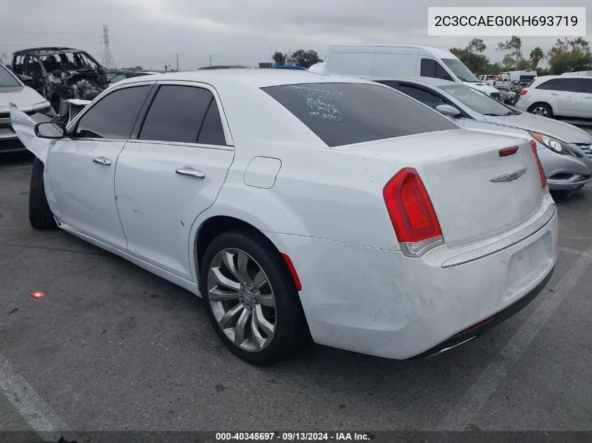 2019 Chrysler 300 Limited VIN: 2C3CCAEG0KH693719 Lot: 40345697